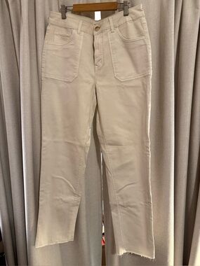 Maurice’s High-Rise Straight Leg Cream Jeans 12 Long New